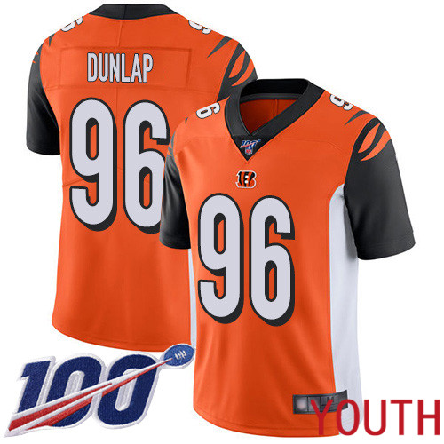 Cincinnati Bengals Limited Orange Youth Carlos Dunlap Alternate Jersey NFL Footballl #96 100th Season Vapor Untouchable